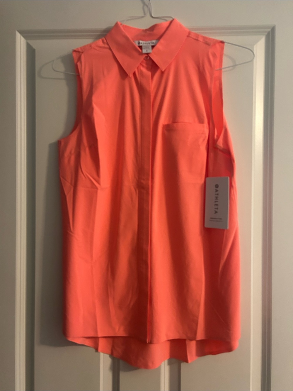 Athleta Coral Sleeveless Button-Down Shirt